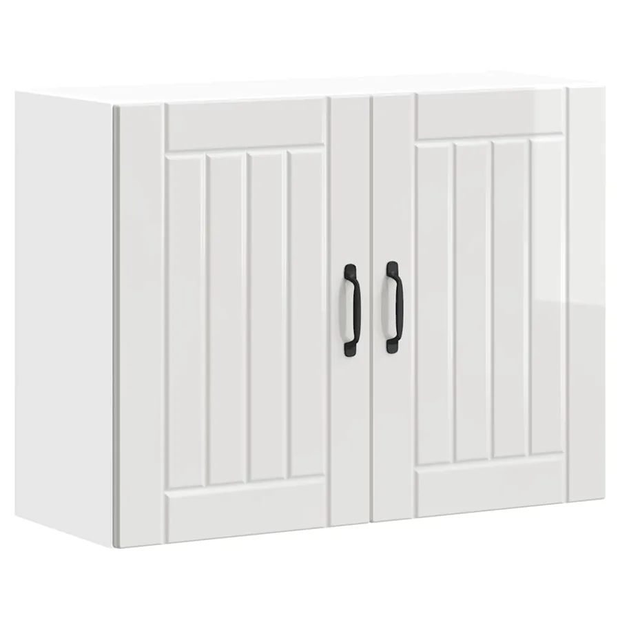 Armoire murale de cuisine Lucca blanc brillant bois ingénierie