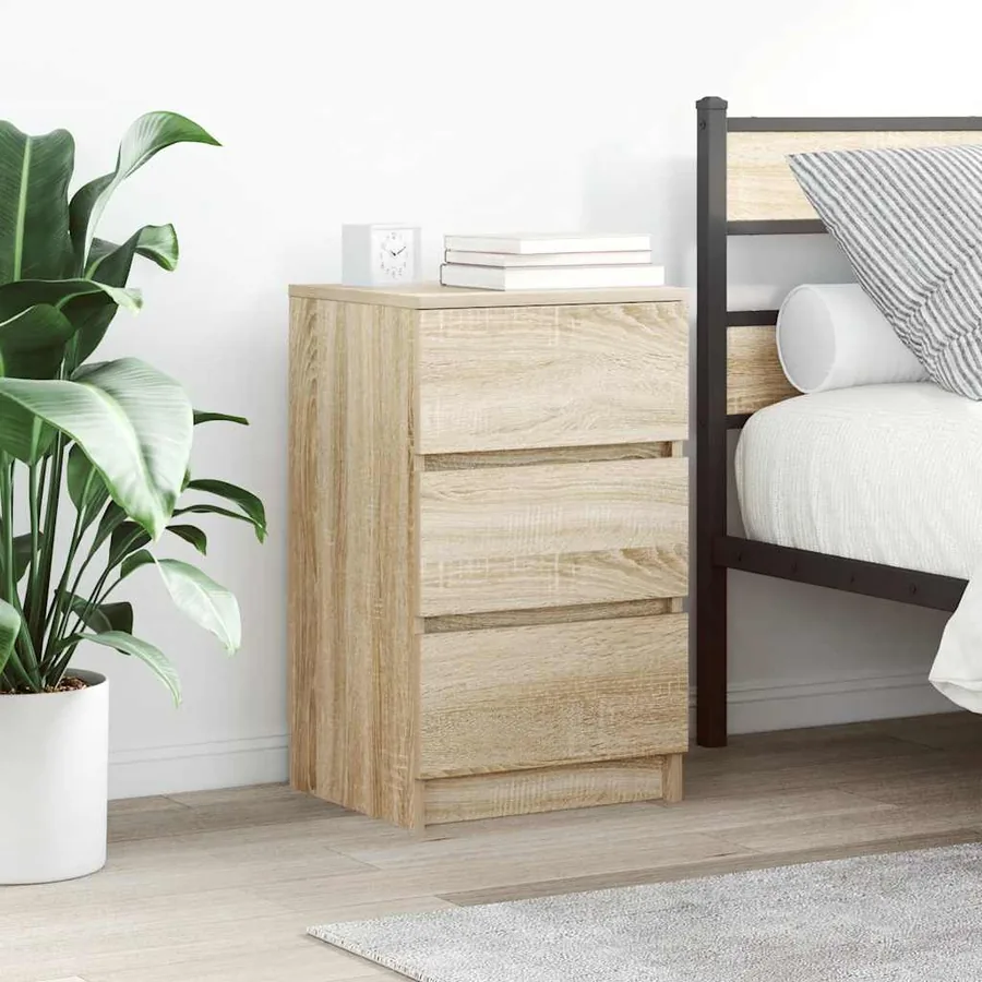 Tables de chevet avec 3 tiroirs 2 pcs chêne sonoma 39x35x65 cm