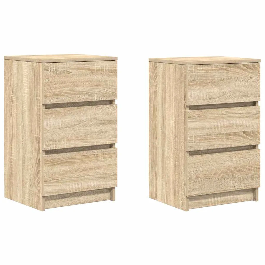 Tables de chevet avec 3 tiroirs 2 pcs chêne sonoma 39x35x65 cm - 2