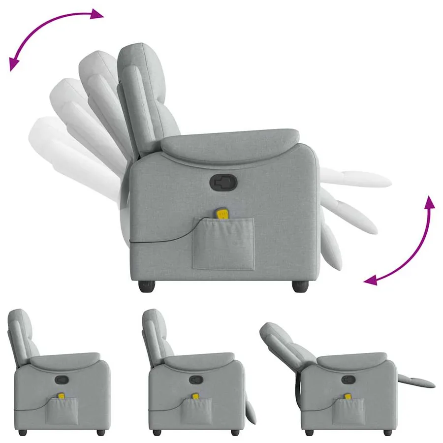 Fauteuil de massage inclinable Gris clair Tissu - 7