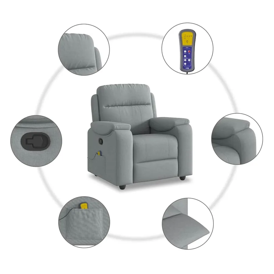 Fauteuil de massage inclinable Gris clair Tissu - 8