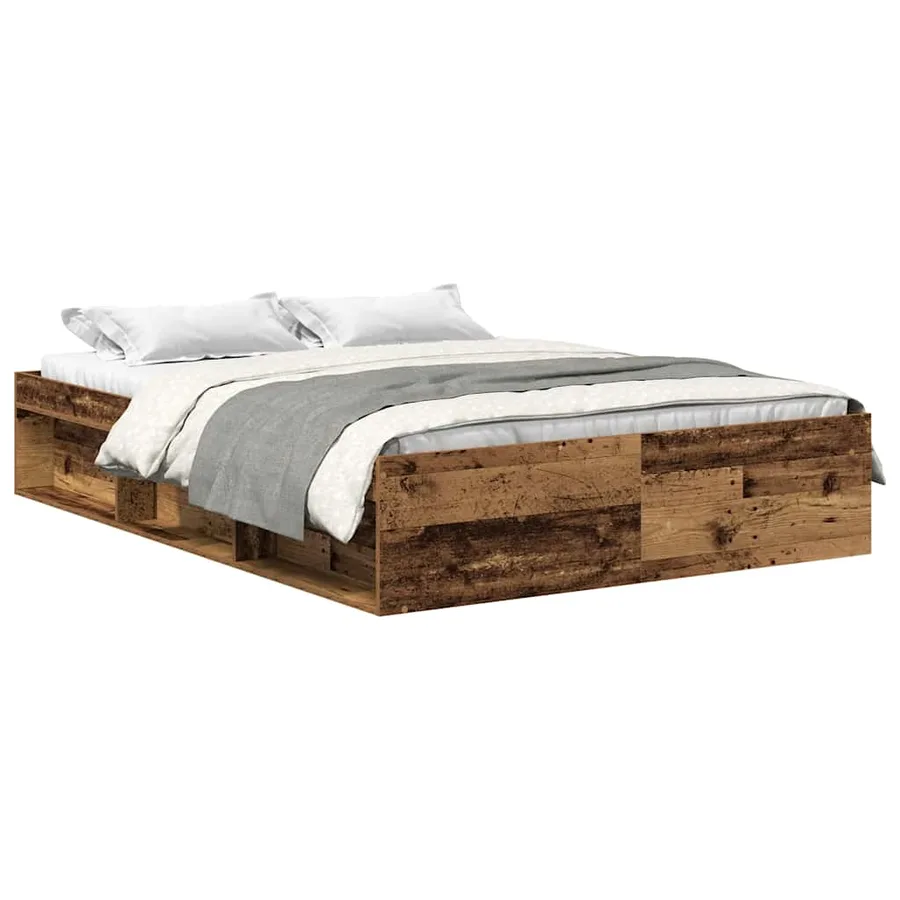 Cadre de lit sans matelas vieux bois 140x190 cm bois ingénierie - 2