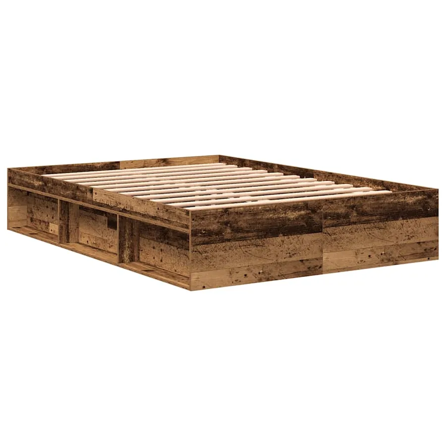 Cadre de lit sans matelas vieux bois 140x190 cm bois ingénierie - 7