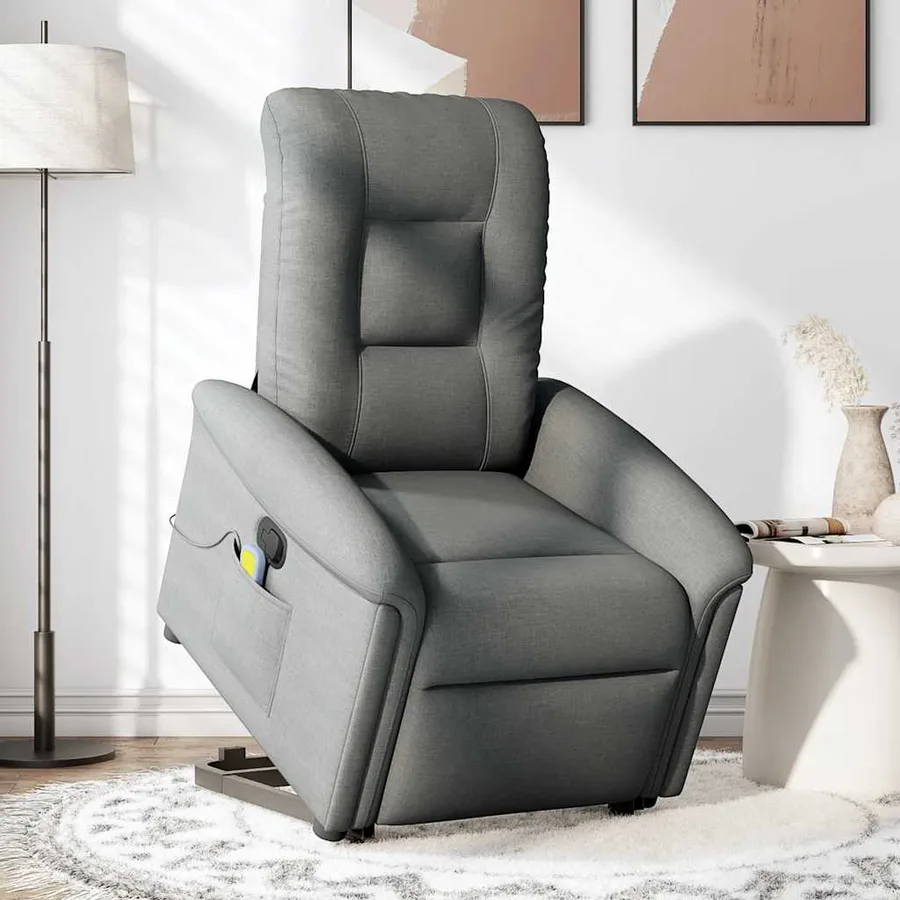 Fauteuil de massage inclinable Gris foncé Tissu - 3