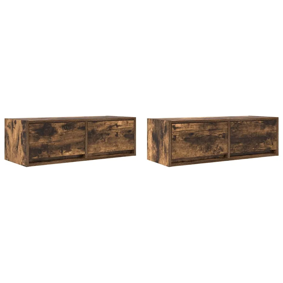 Meubles TV 2 pcs chêne fumé 80x31x25,5 cm bois d'ingénierie - 2