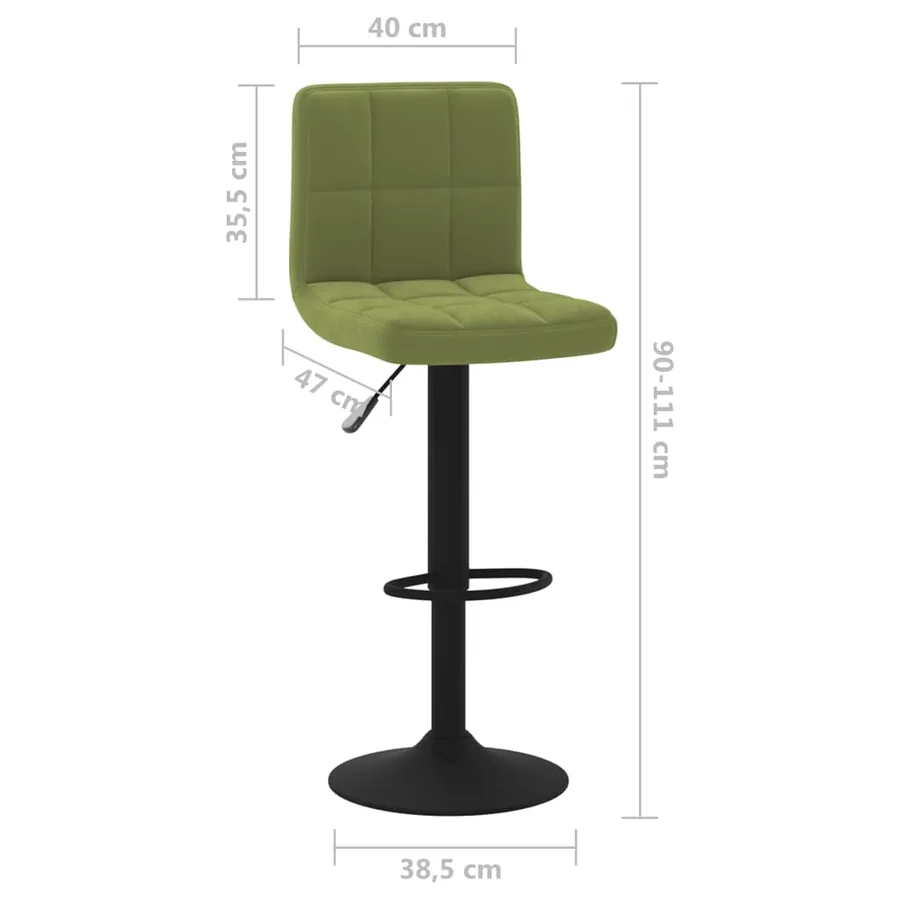 Tabourets de bar lot de 2 vert clair velours - 9