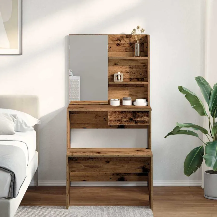 Ensemble de coiffeuse vieux bois bois d'ingénierie - 3