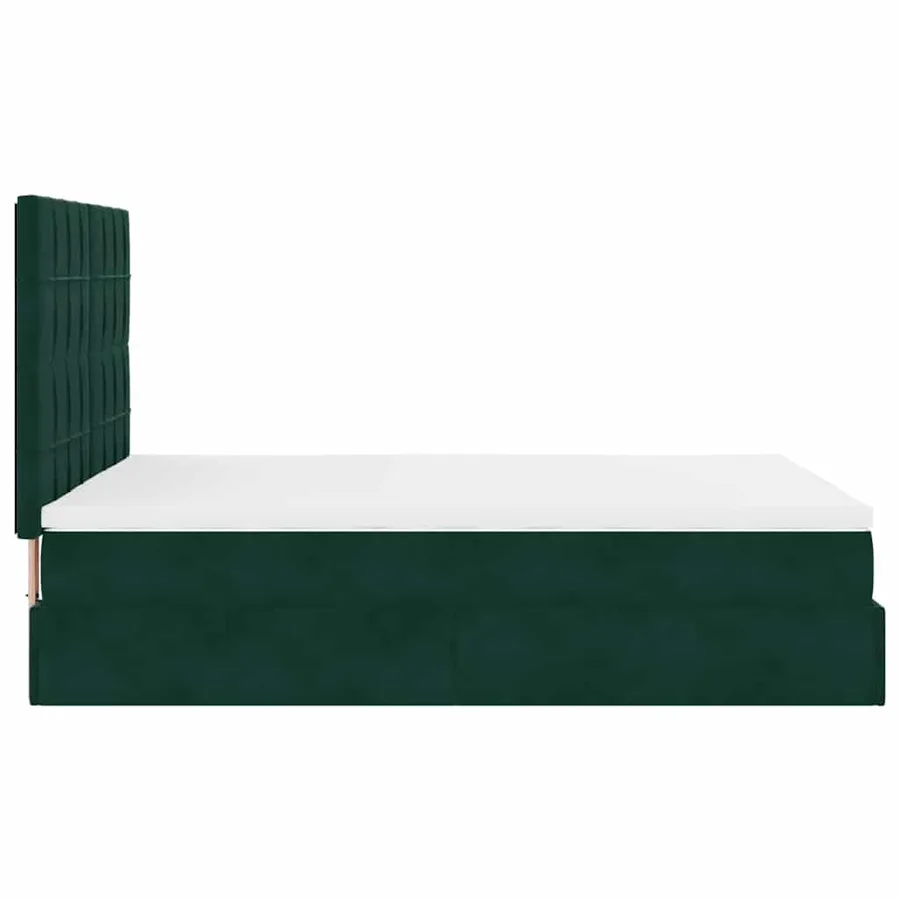 Cadre de lit ottoman avec matelas vert foncé 140x190 cm velours - 8