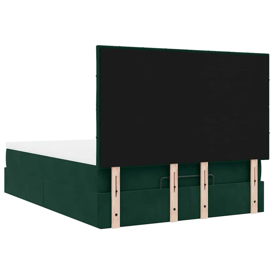 Cadre de lit ottoman avec matelas vert foncé 140x190 cm velours - 9