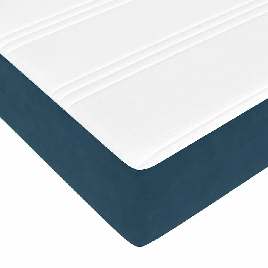 Cadre de lit ottoman avec matelas bleu foncé 140x190 cm velours - 13