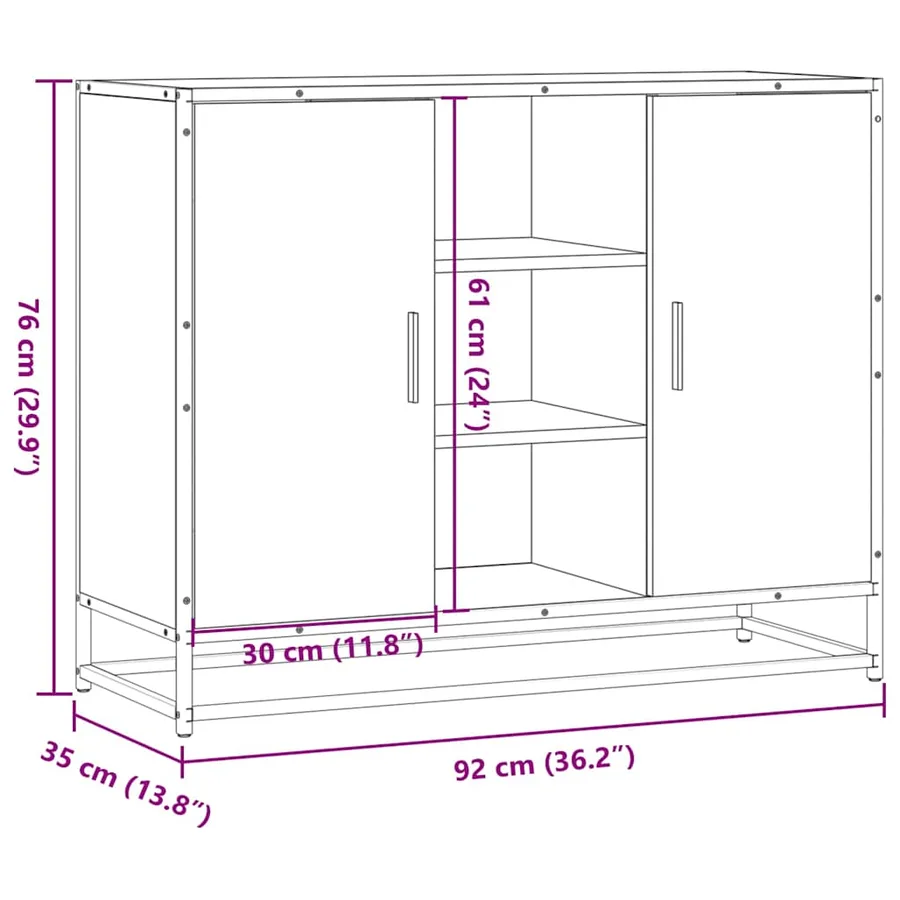 Buffet chêne sonoma 92x35x76 cm bois d'ingénierie - 10