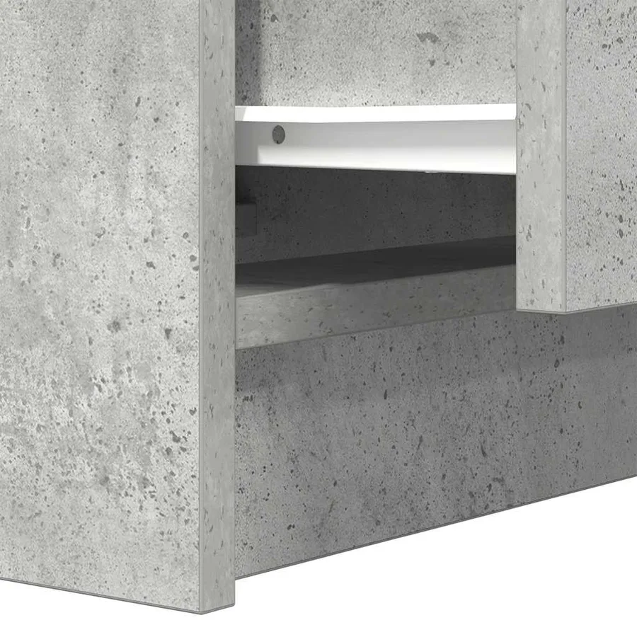 Table de chevet avec 2 tiroirs gris béton 38x34x80 cm - 10