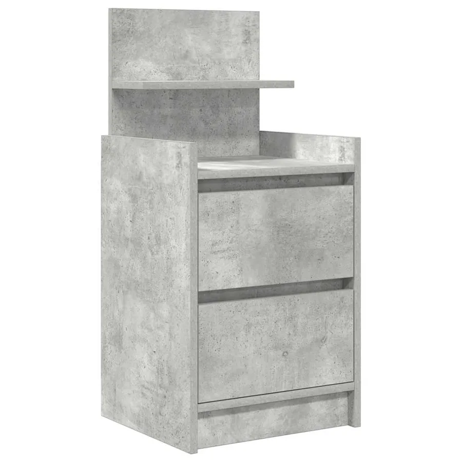 Table de chevet avec 2 tiroirs gris béton 38x34x80 cm - 2