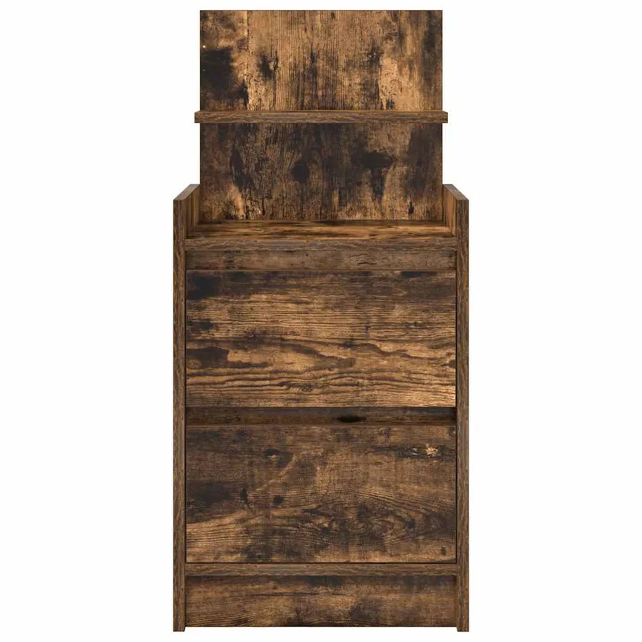 Table de chevet avec 2 tiroirs chêne fumé 38x34x80 cm - 6