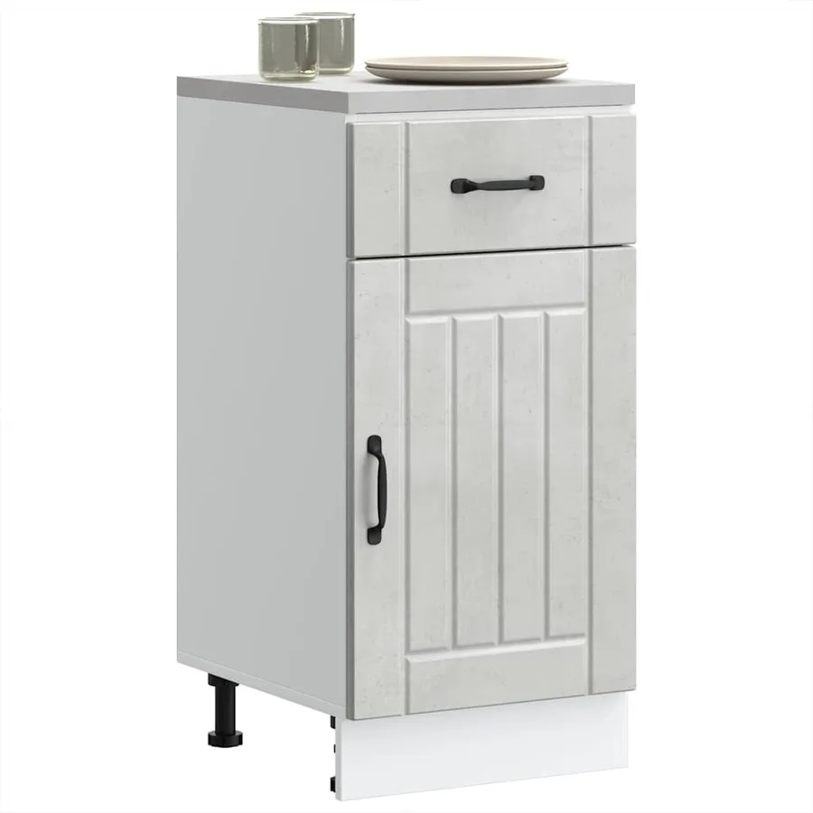 Armoire de cuisine Lucca gris béton bois ingénierie - 3