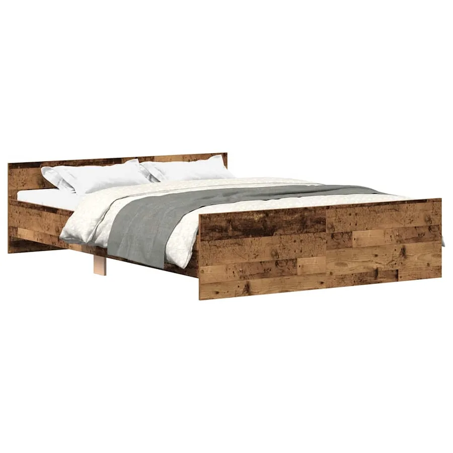 Cadre de lit sans matelas vieux bois 135x190cm bois ingénierie - 2