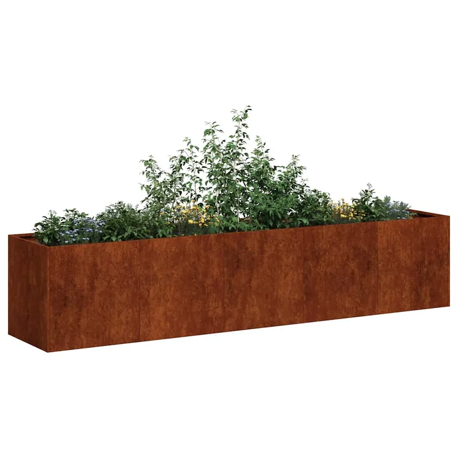 Jardinière rouillé 200x40x40 cm acier inoxydable - 3