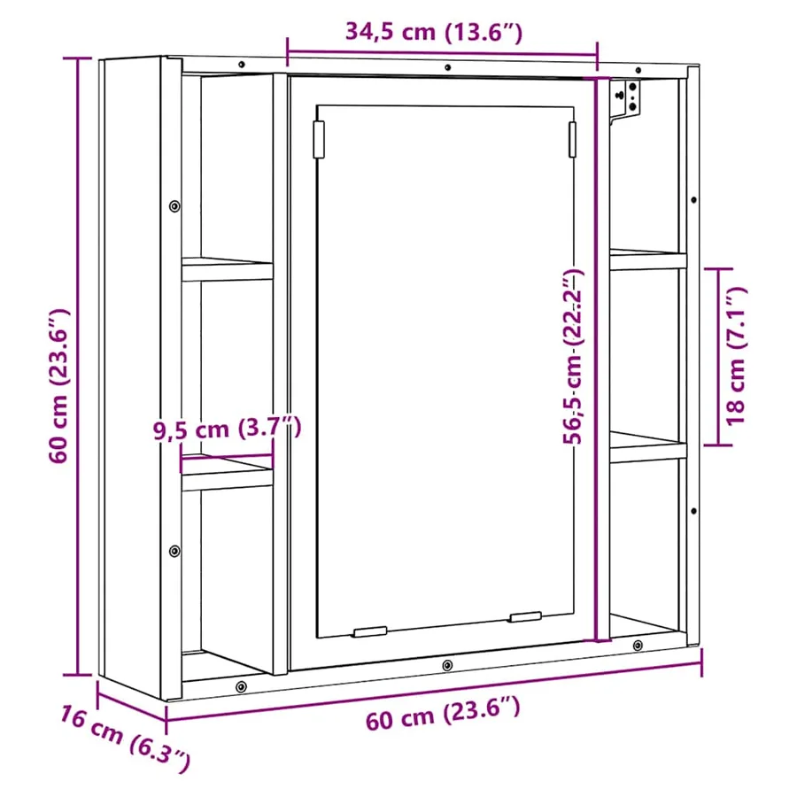 Armoire à miroir salle de bain chêne artisanal bois ingénierie - 11