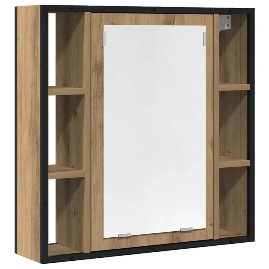 Armoire à miroir salle de bain chêne artisanal bois ingénierie - 2