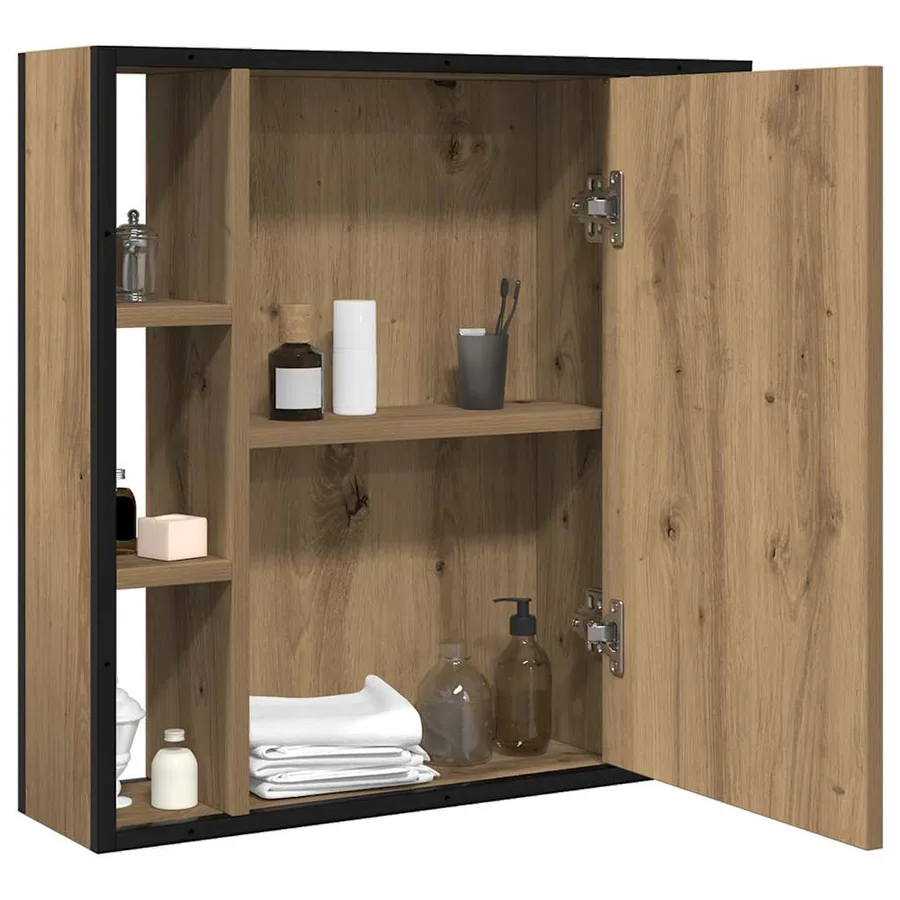 Armoire à miroir salle de bain chêne artisanal bois ingénierie - 3