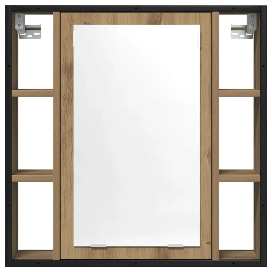 Armoire à miroir salle de bain chêne artisanal bois ingénierie - 4