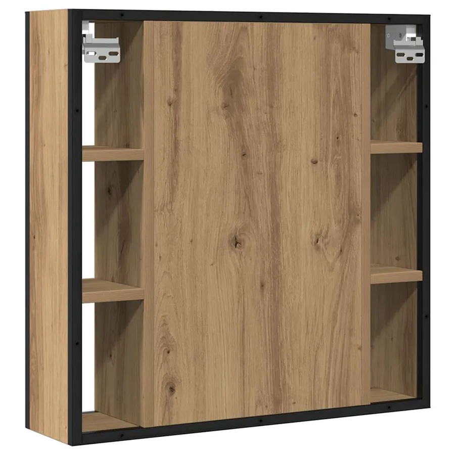 Armoire à miroir salle de bain chêne artisanal bois ingénierie - 6