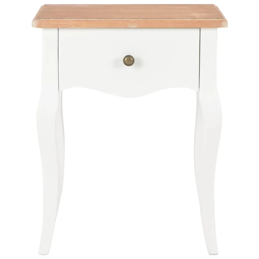 Table de chevet Blanc et marron 40x30x50 cm Bois de pin massif - 2