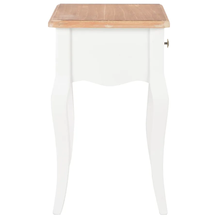 Table de chevet Blanc et marron 40x30x50 cm Bois de pin massif - 4