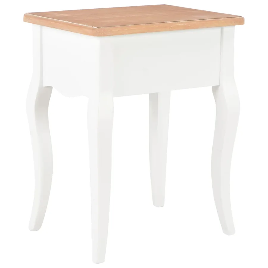 Table de chevet Blanc et marron 40x30x50 cm Bois de pin massif - 5