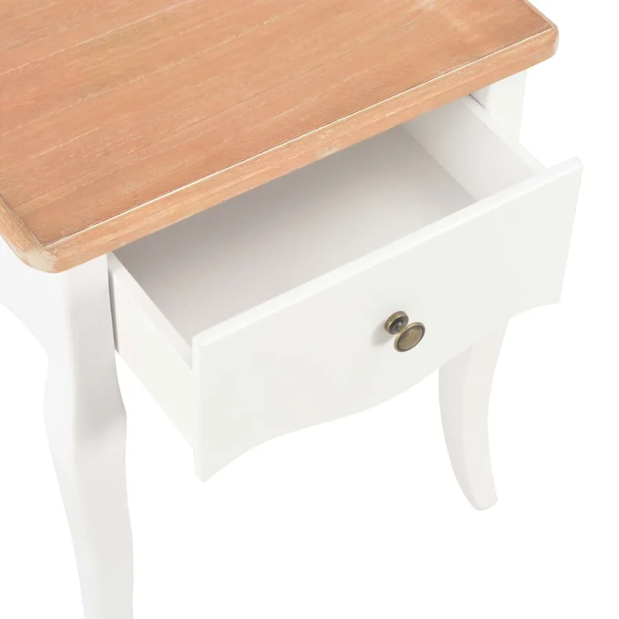 Table de chevet Blanc et marron 40x30x50 cm Bois de pin massif - 8