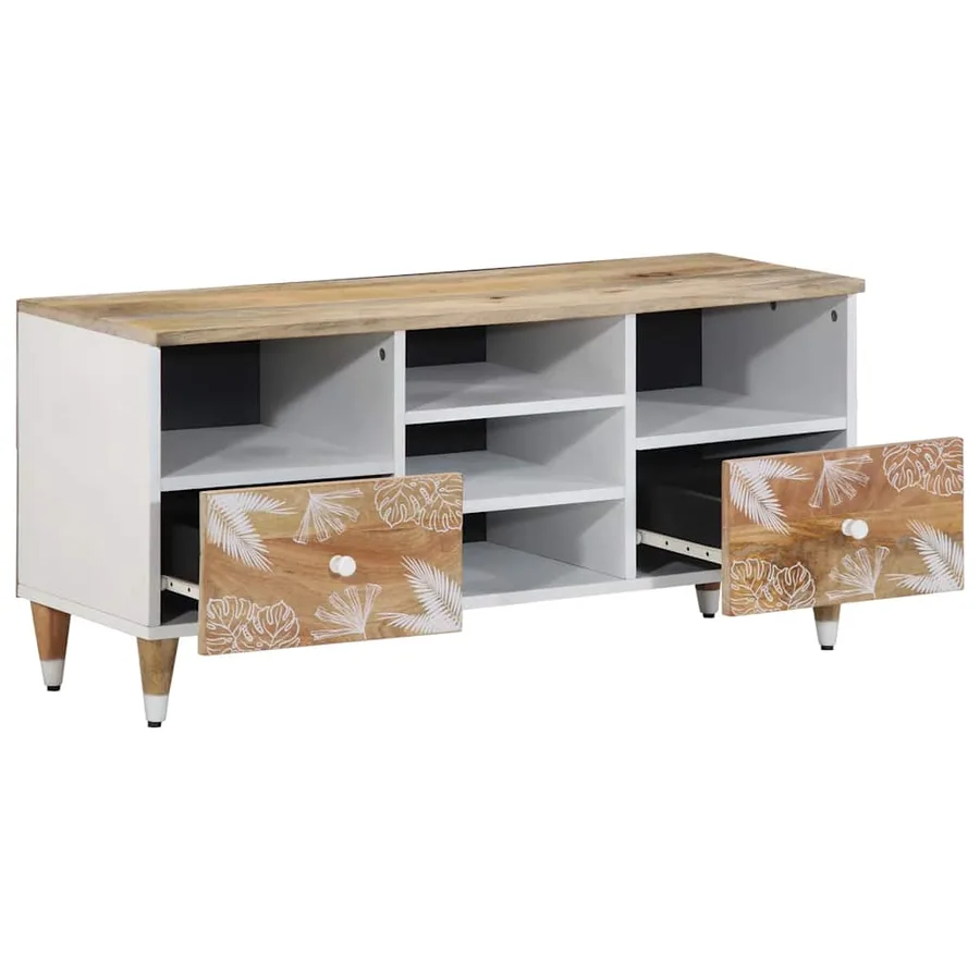 Meuble TV 100x33,5x46 cm bois massif de manguier - 3