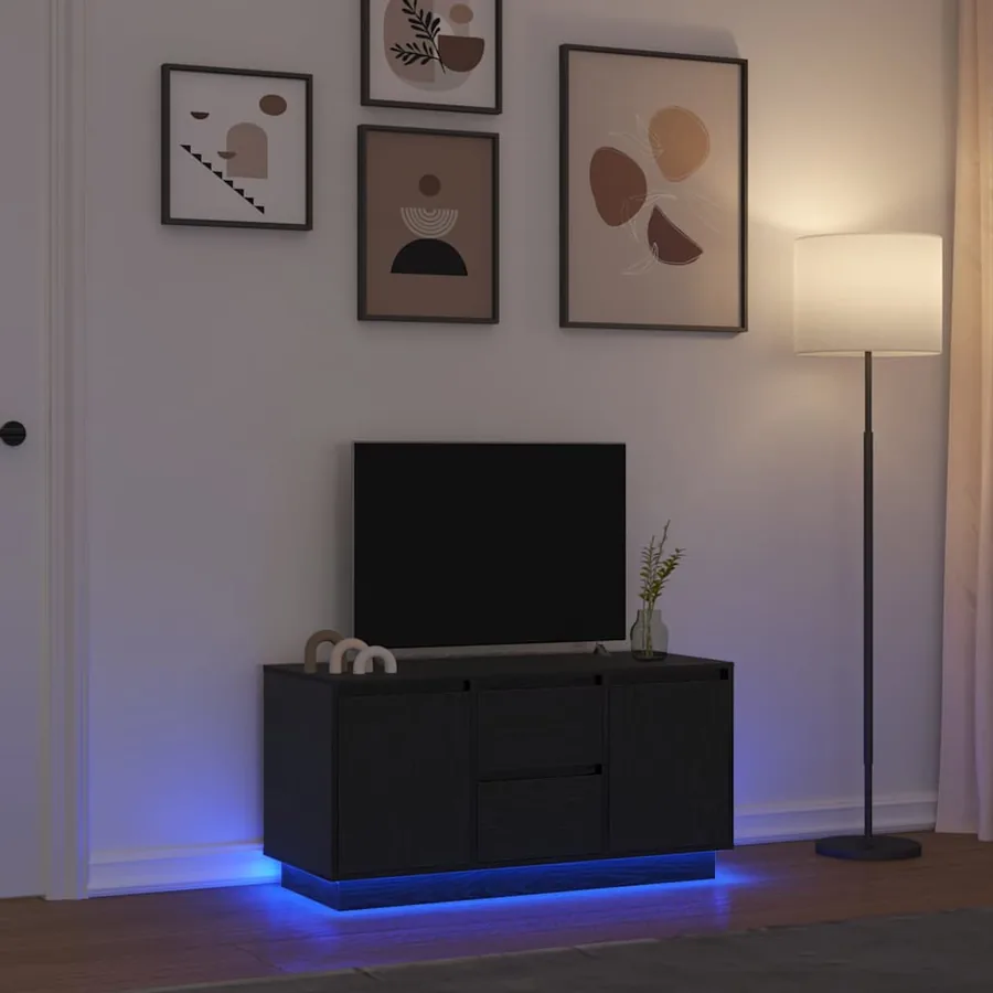 Meuble TV avec lumières LED chêne noir 100x41x50 cm