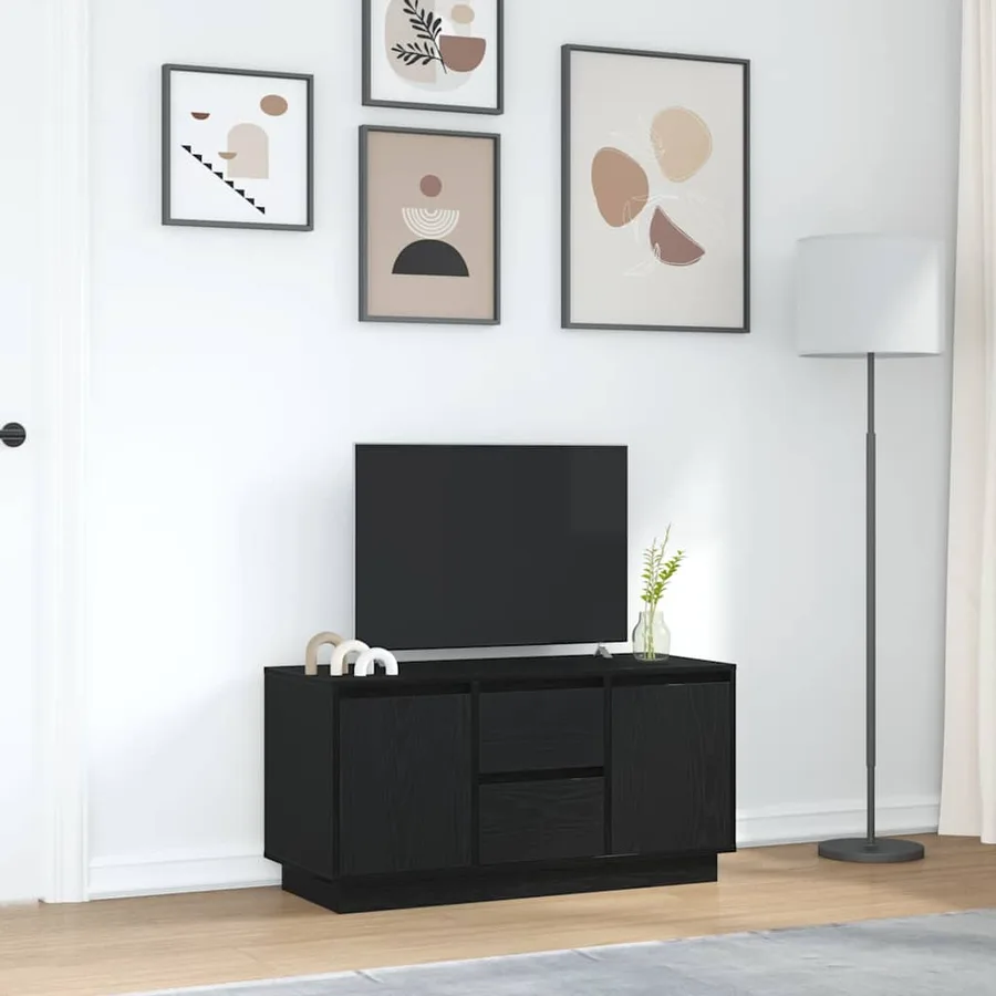 Meuble TV avec lumières LED chêne noir 100x41x50 cm - 4