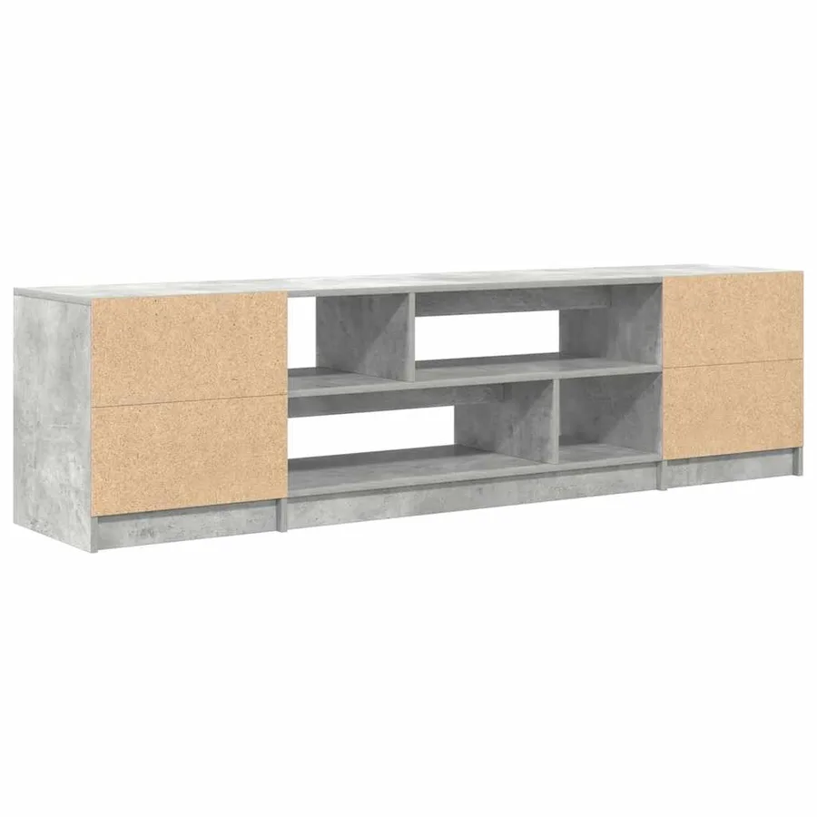Meuble TV gris béton 188,5x41x50 cm bois d'ingénierie - 8