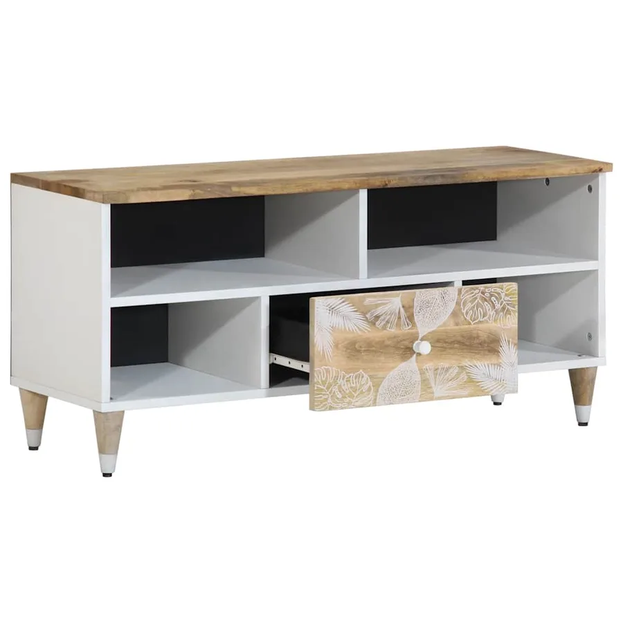 Meuble TV 100x33,5x46 cm bois massif de manguier - 3