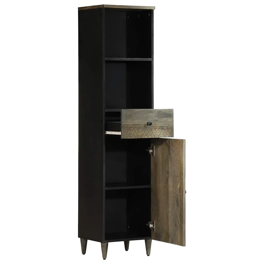 Armoire de salle de bain 38x33x160 cm bois massif de manguier - 2
