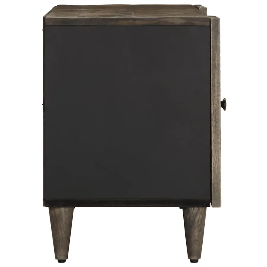 Meuble TV gris clair 105x33,5x46 cm bois massif de manguier - 4
