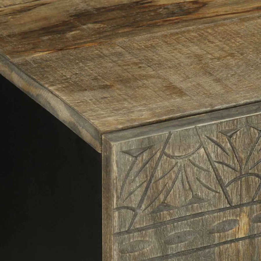 Meuble TV gris clair 105x33,5x46 cm bois massif de manguier - 6