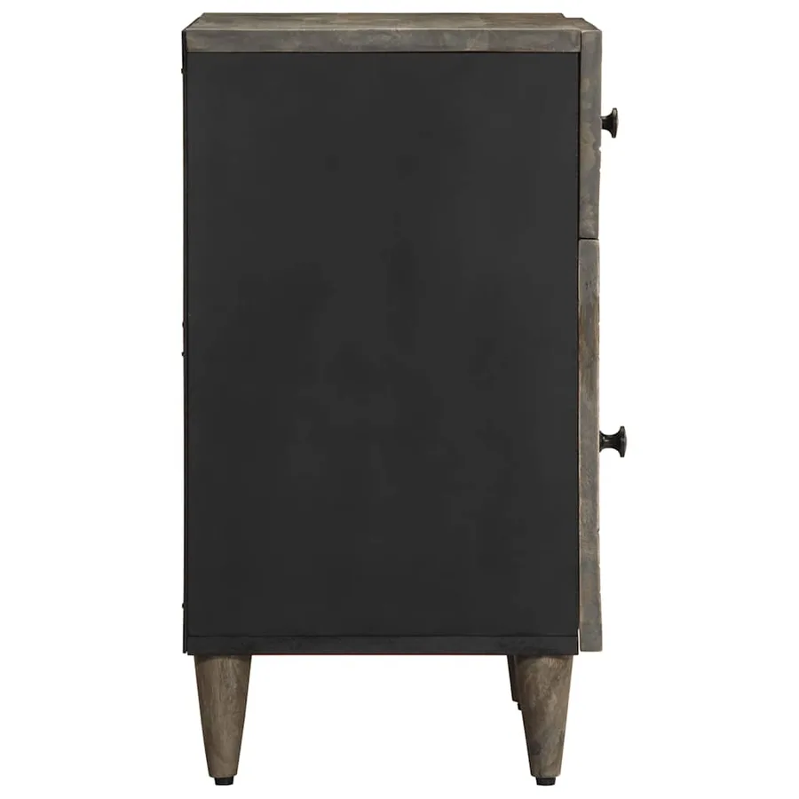 Table de chevet gris clair 50x33x60 cm bois de manguier massif - 4