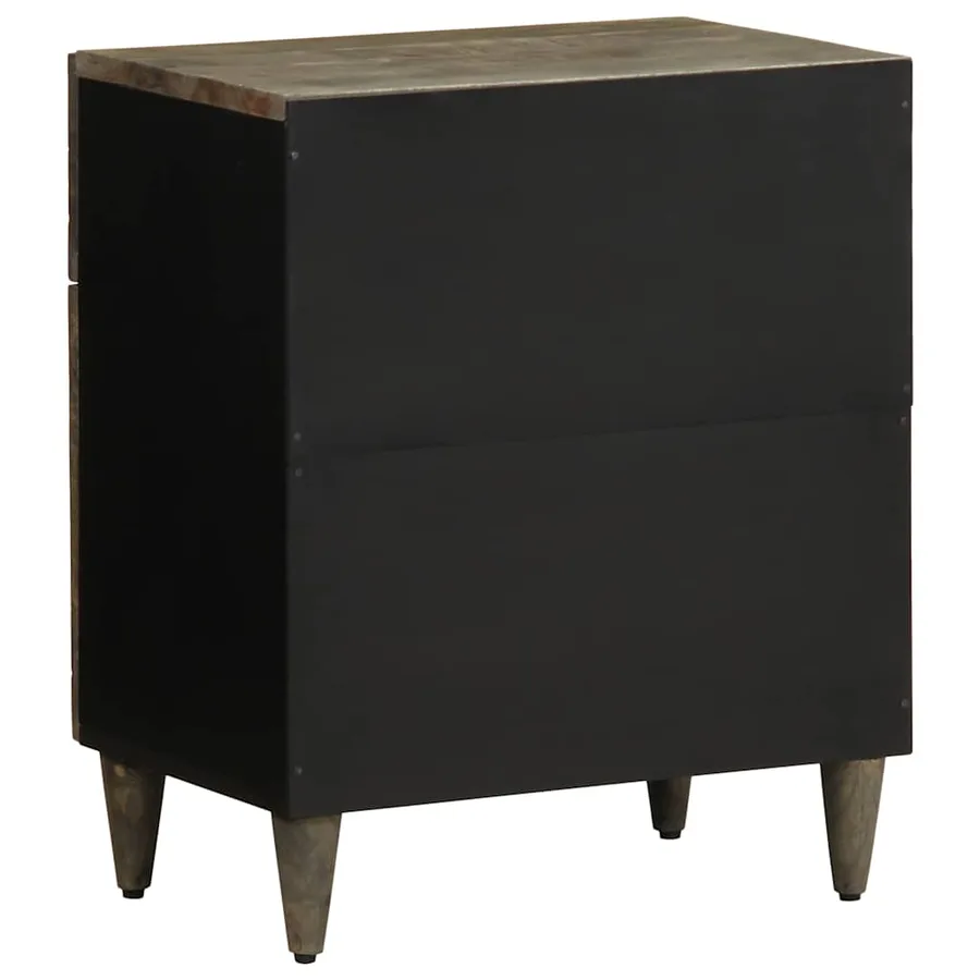 Table de chevet gris clair 50x33x60 cm bois de manguier massif - 5