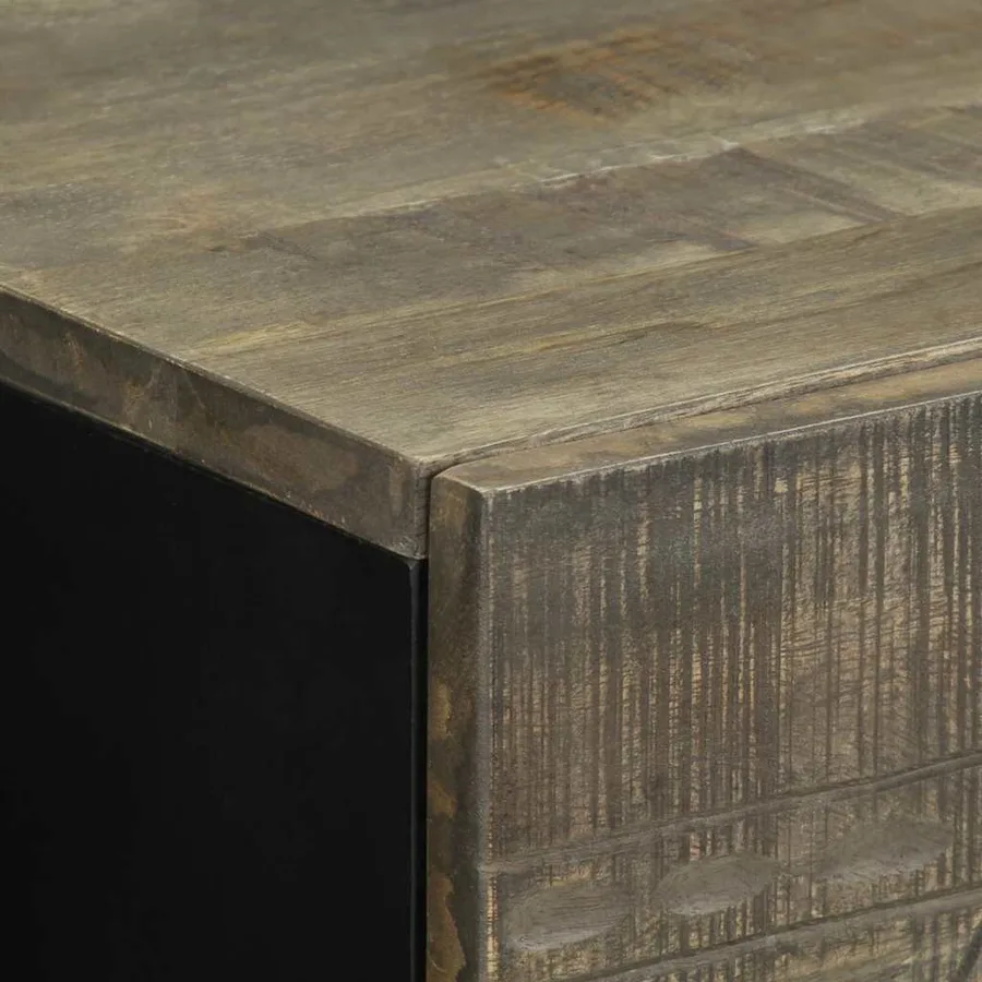 Table de chevet gris clair 50x33x60 cm bois de manguier massif - 6