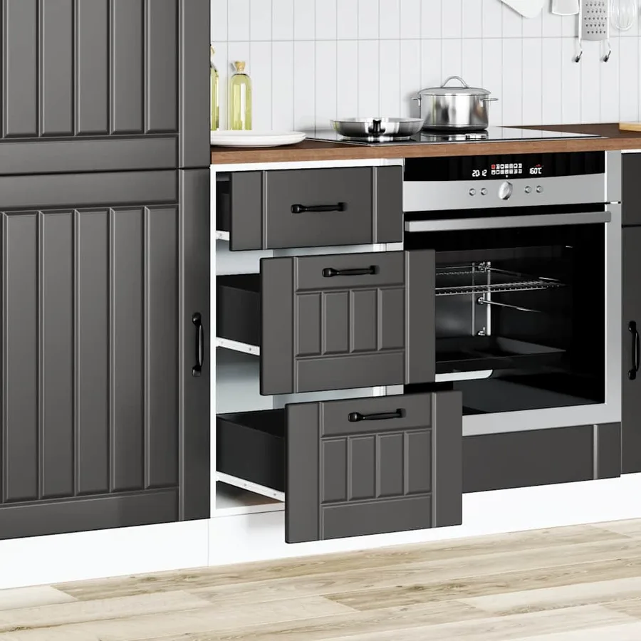 Meuble bas de cuisine « Lucca » en bois d'ingénierie noir - 3