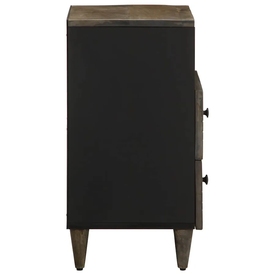 Table de chevet gris clair 50x33x60 cm bois de manguier massif - 4