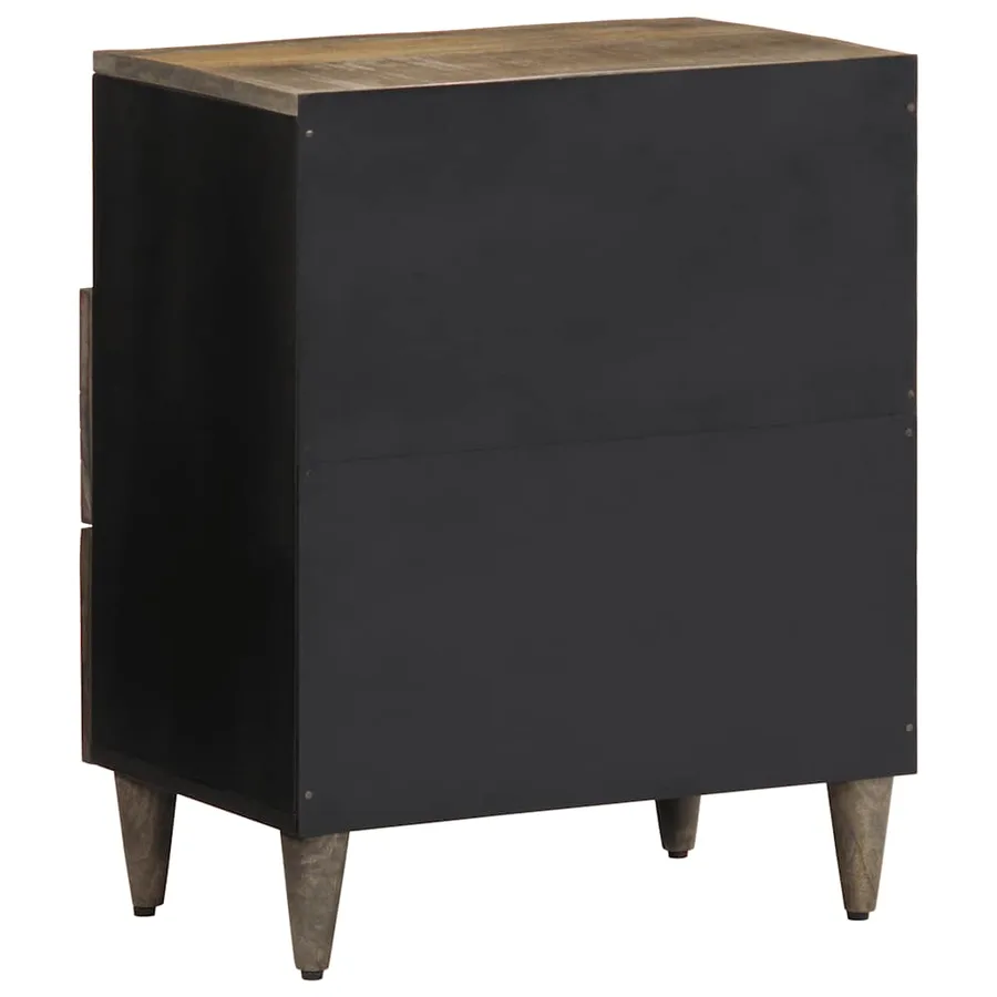 Table de chevet gris clair 50x33x60 cm bois de manguier massif - 5