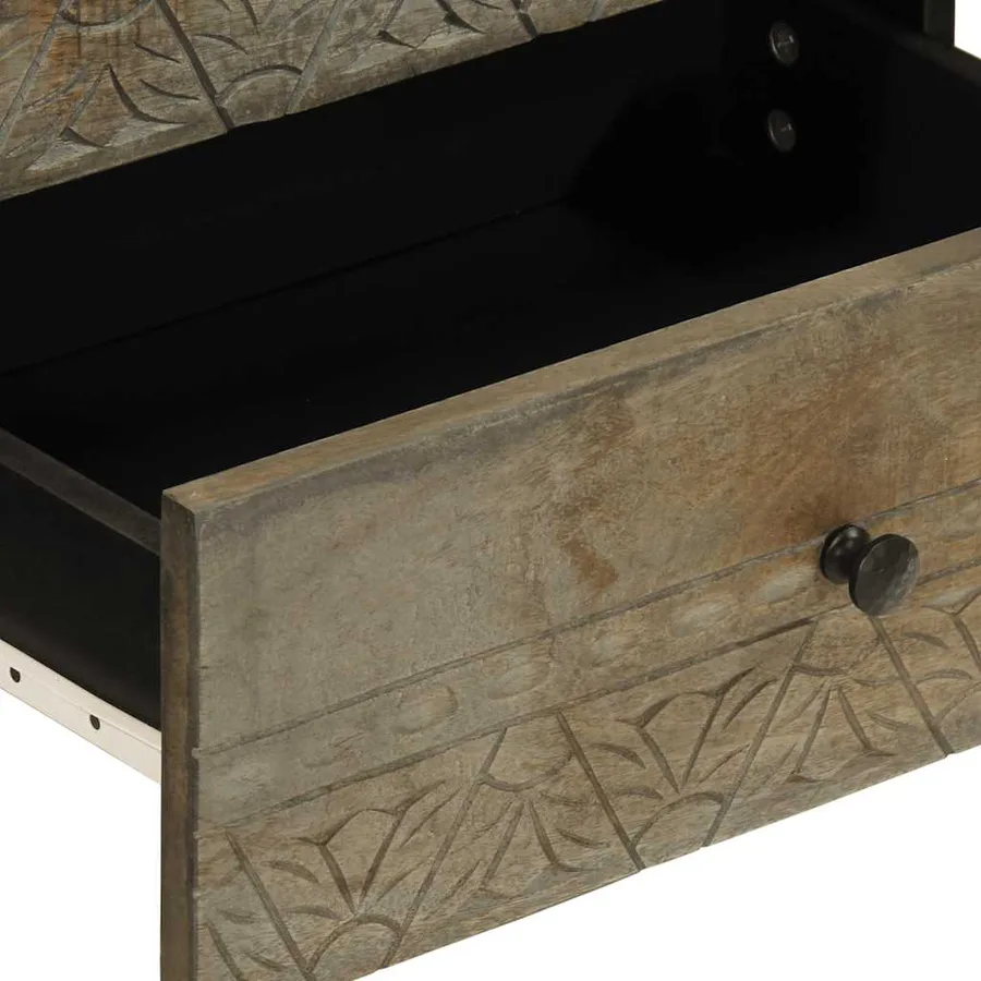 Table de chevet gris clair 50x33x60 cm bois de manguier massif - 7