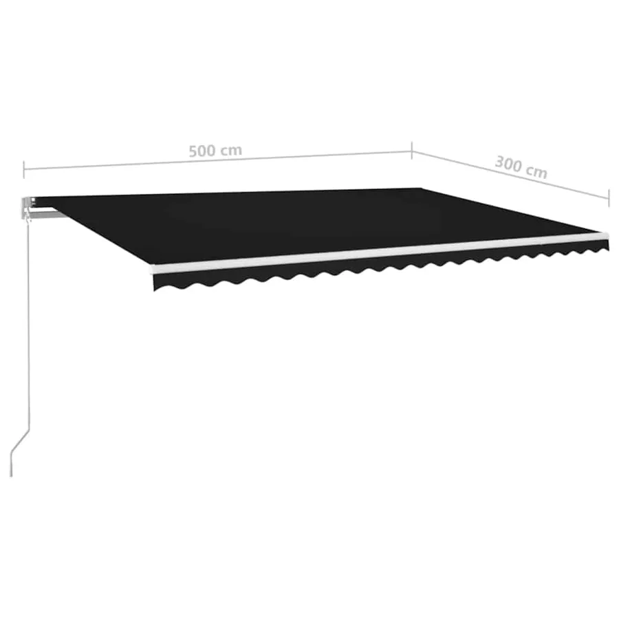 Auvent manuel rétractable avec LED 500x300 cm Anthracite - 7