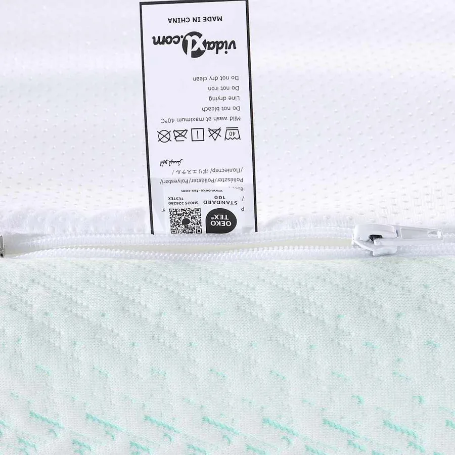 Surmatelas Blanc et vert 200 x 200 cm Tissu Jacquard - 9