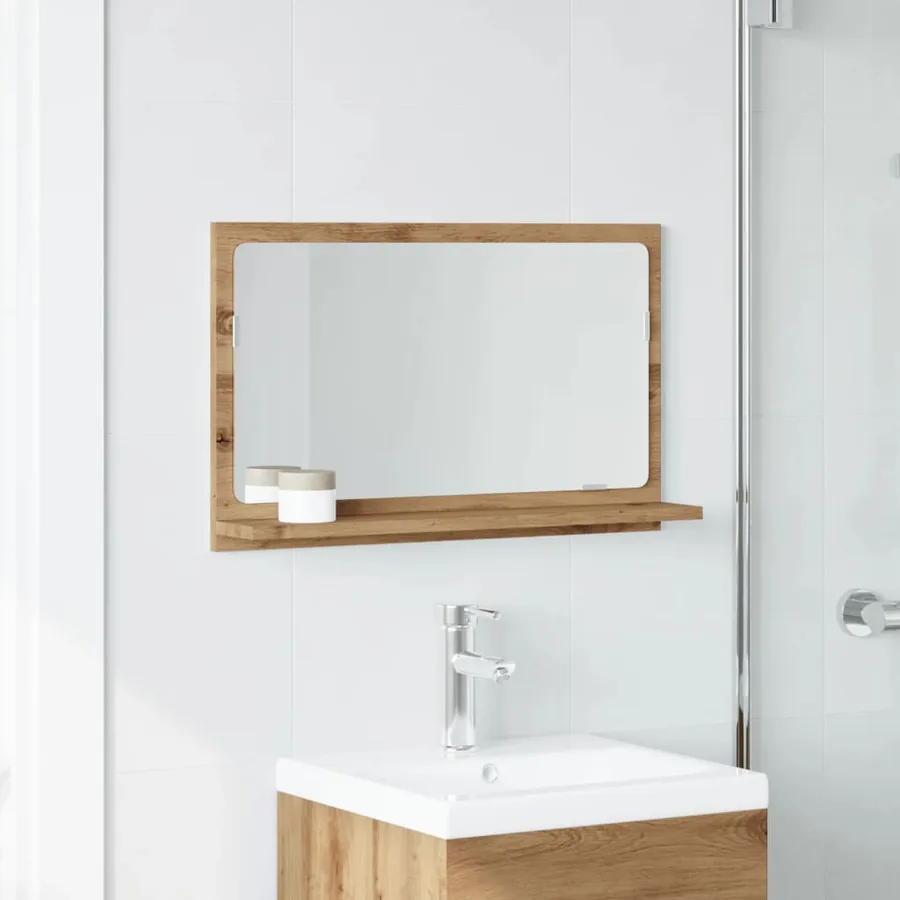 Armoire à miroir de salle de bain chêne artisanal 60x11x37 cm - 3