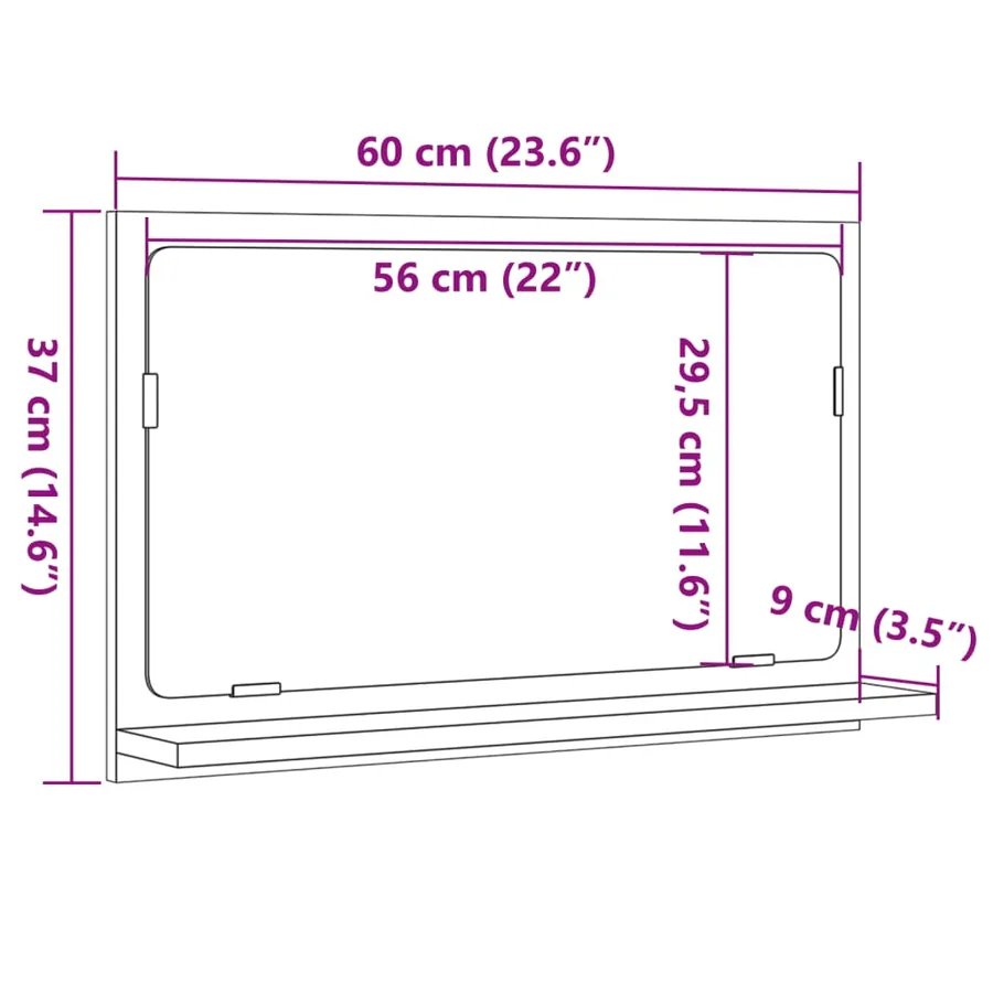 Armoire à miroir de salle de bain chêne artisanal 60x11x37 cm - 9