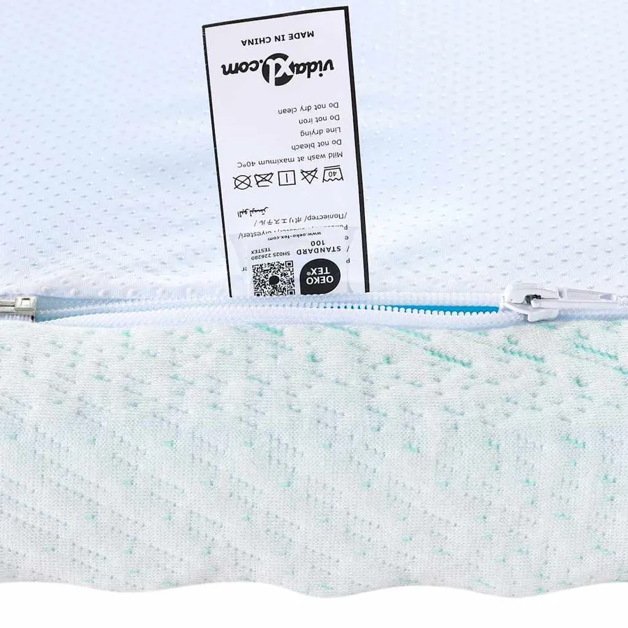 Surmatelas Blanc et vert 160 x 200 cm Tissu Jacquard - 9